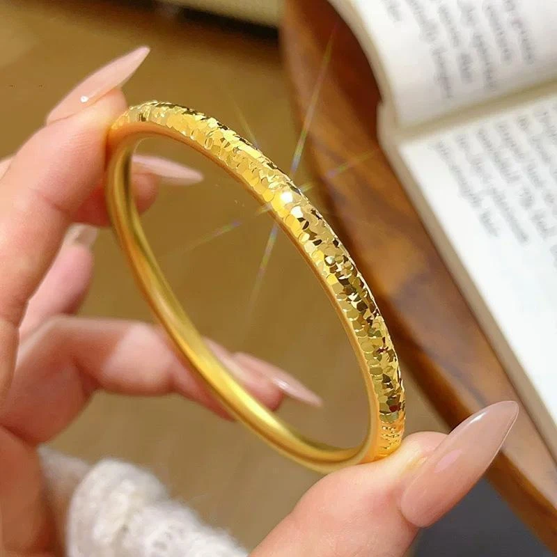 锡金首饰【碎冰冰款】 新中式古法爆闪碎冰冰圈口手镯