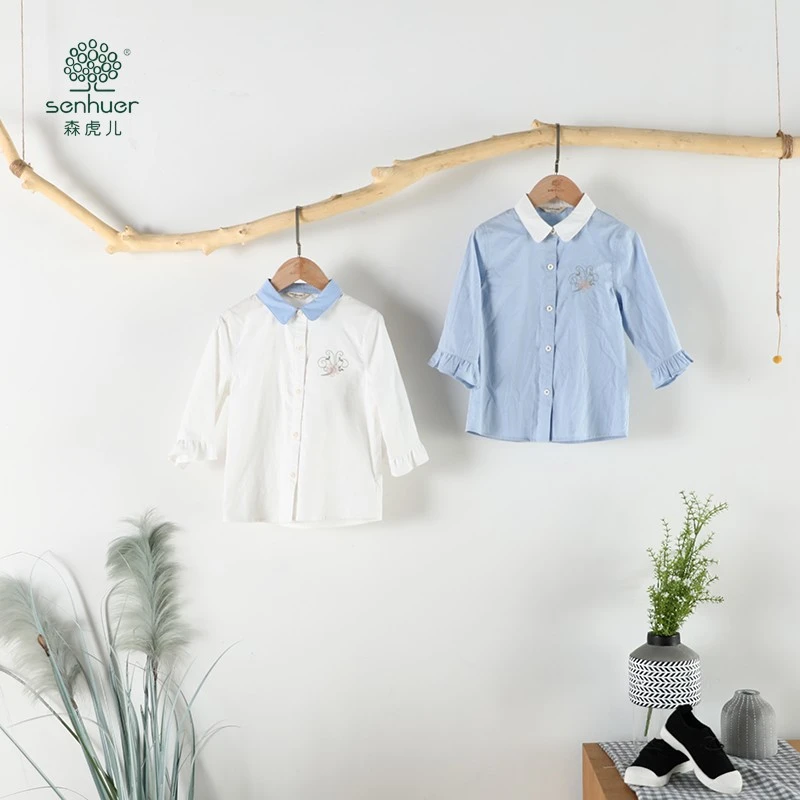 春夏纯棉女中童七分袖衬衫2221032079