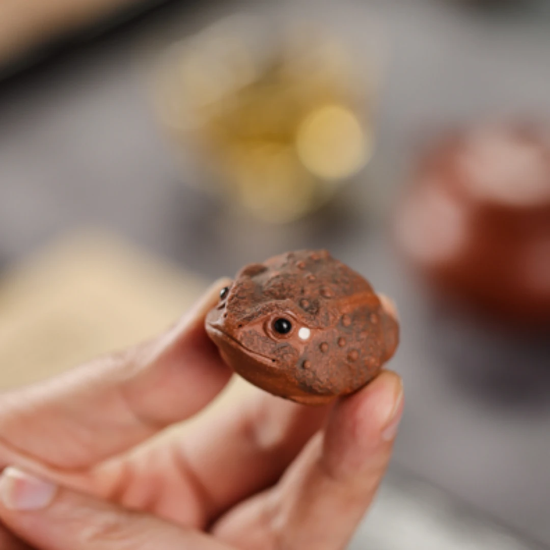 砂宴 子夜/何伟斌拇指金蟾 金蟾茶宠摆件 原矿紫砂 原创全手工制