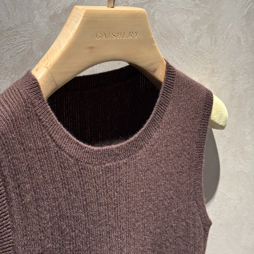 君怡【女士新款休闲圆领无袖马甲】100山羊绒