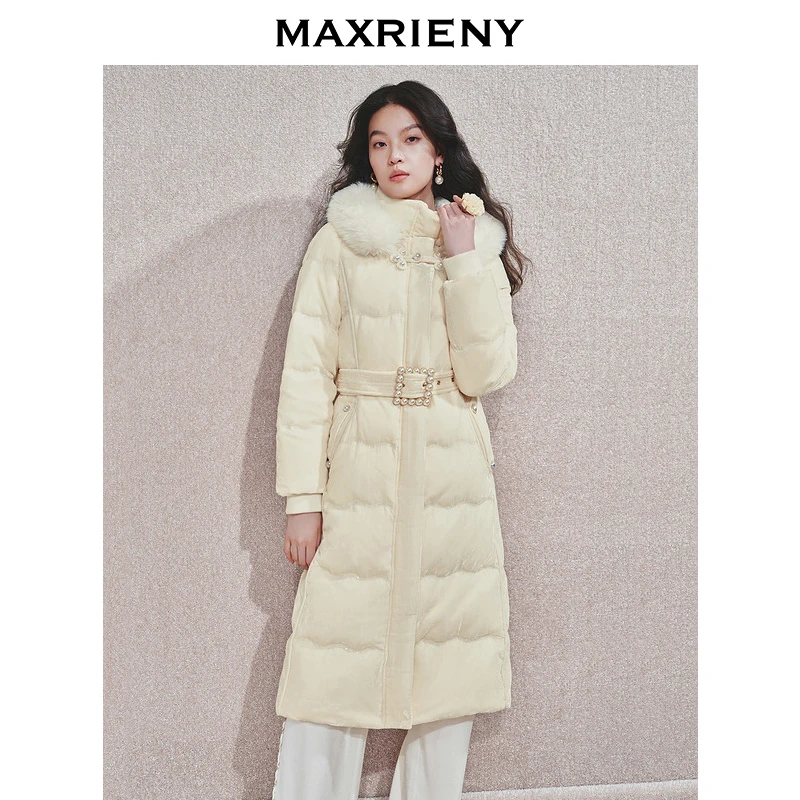 【时髦暖冬-商场同款】MAXRIENY复古新中式亮片刺绣丝绒羽绒服女