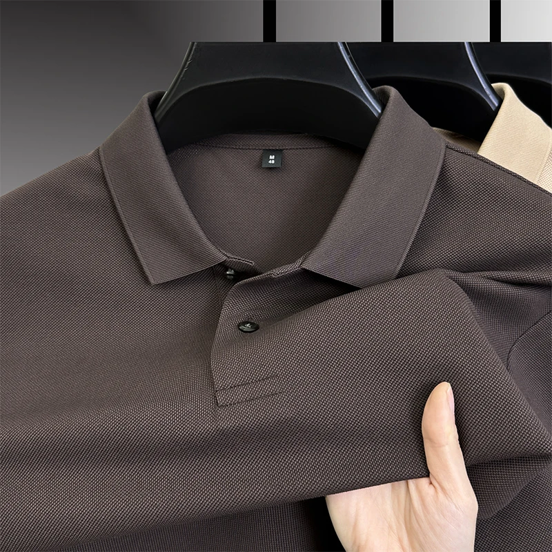 ANU纯棉短袖T恤男士上衣翻领双股丝光棉爸爸装商务POLO衫纯色体恤