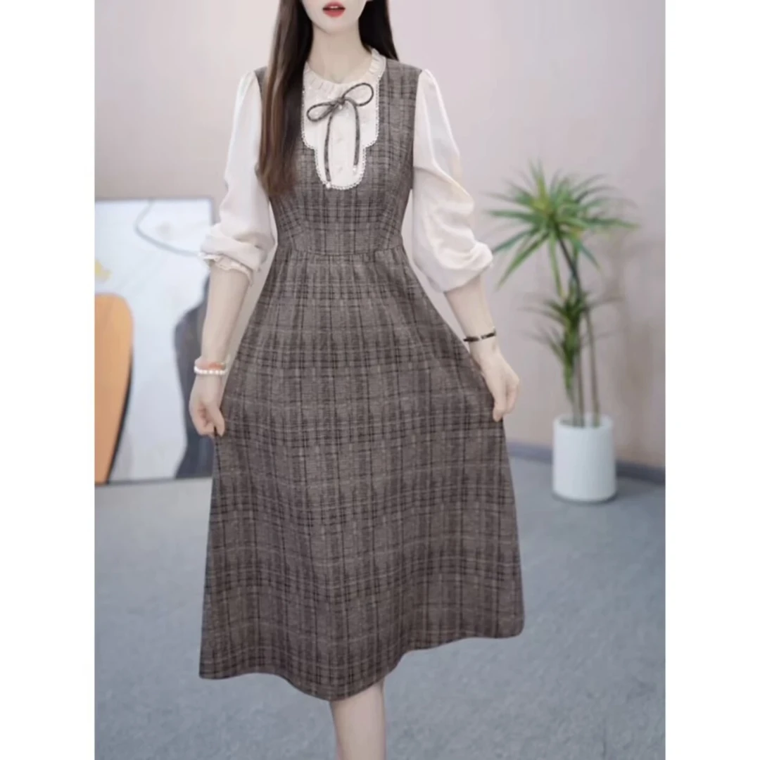【连衣裙】 X099 #  新款2025秋季减龄收腰显瘦时尚气质连衣裙