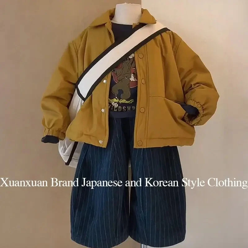 MN80304男童2025年秋冬加棉外套加绒裤子套装时尚韩系版型C021套