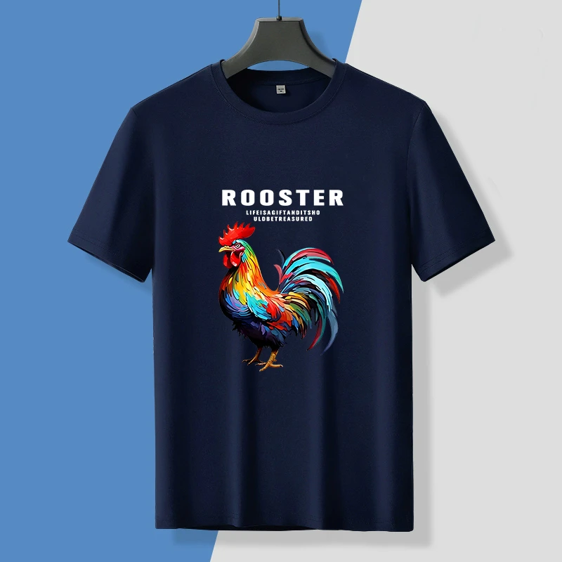 公鸡莫代尔t恤男士圆领短袖汗衫夏季薄款半袖打底衫新款上衣体恤