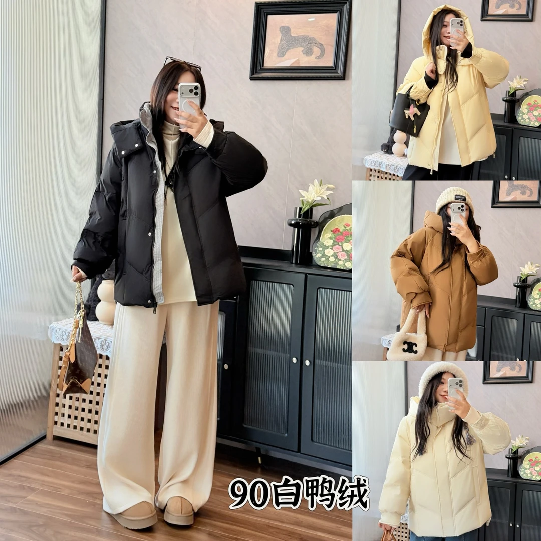 花契“半熟冬日”大码女装宽松200斤胖mm-90白鸭绒羽绒服12434-H