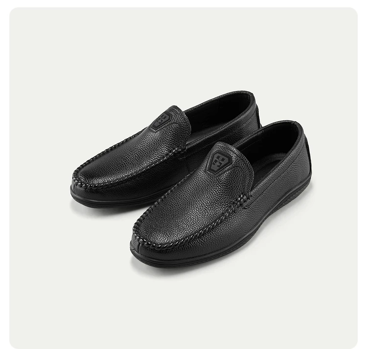 撤柜剪标）新款真皮乐福鞋一脚蹬商务休闲皮鞋男士软底爸爸鞋