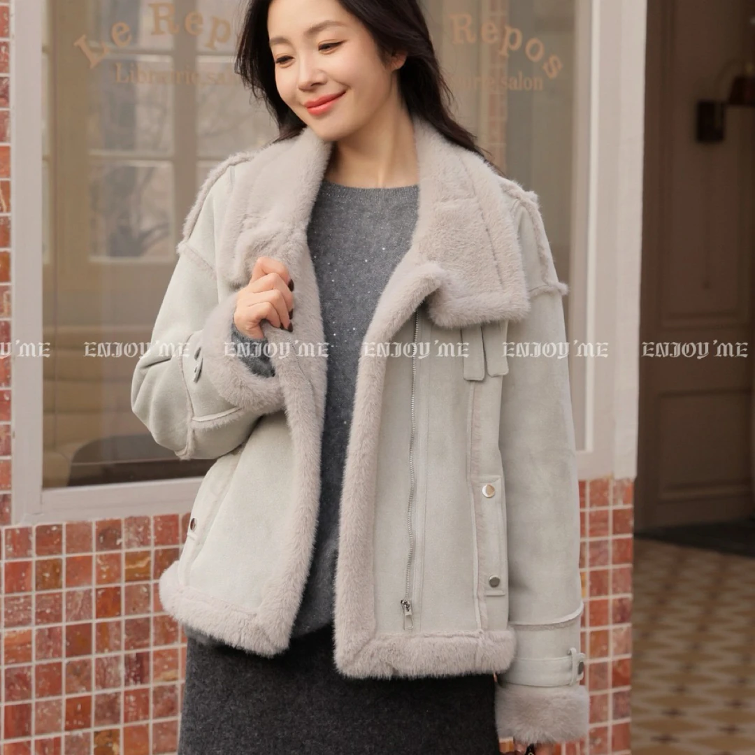 【门店同款】ENJOY 冬款“暖冬知性”立领扣半袢毛毛外套