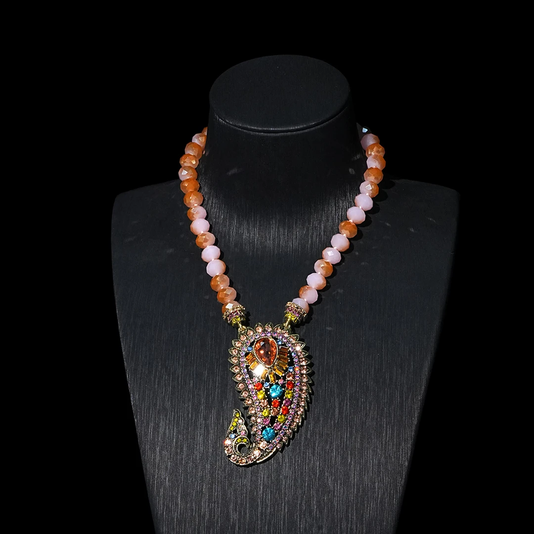 铜合金项链 【2195】项链 时尚个性纯手工镶嵌百搭