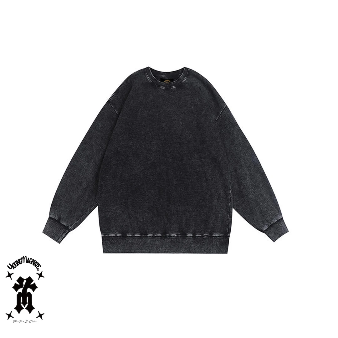 YM冬季无印花百搭复古棉质圆领卫衣6色