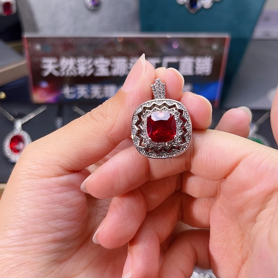 颈饰银S925镶嵌红宝石t z 22