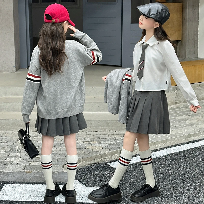 女童套装春秋2025新款儿童学院风两件套洋气时髦休闲中大童潮网红