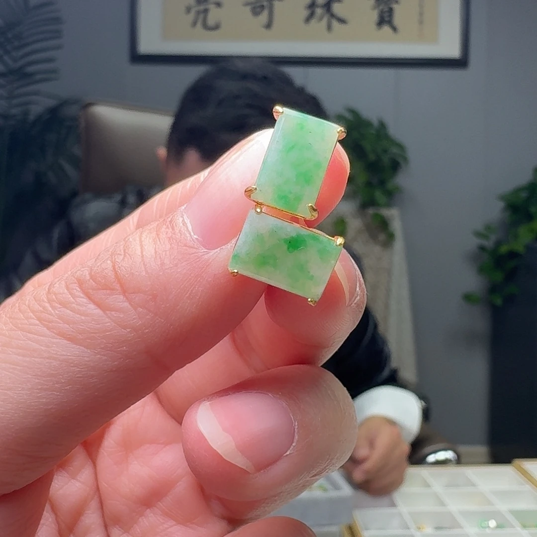 翡翠银S925镶嵌耳饰多样性发货其一