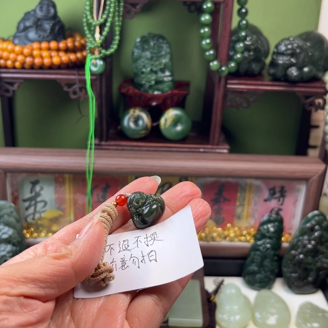 和田玉未镶嵌颈饰和田玉湖水绿20mm佛公