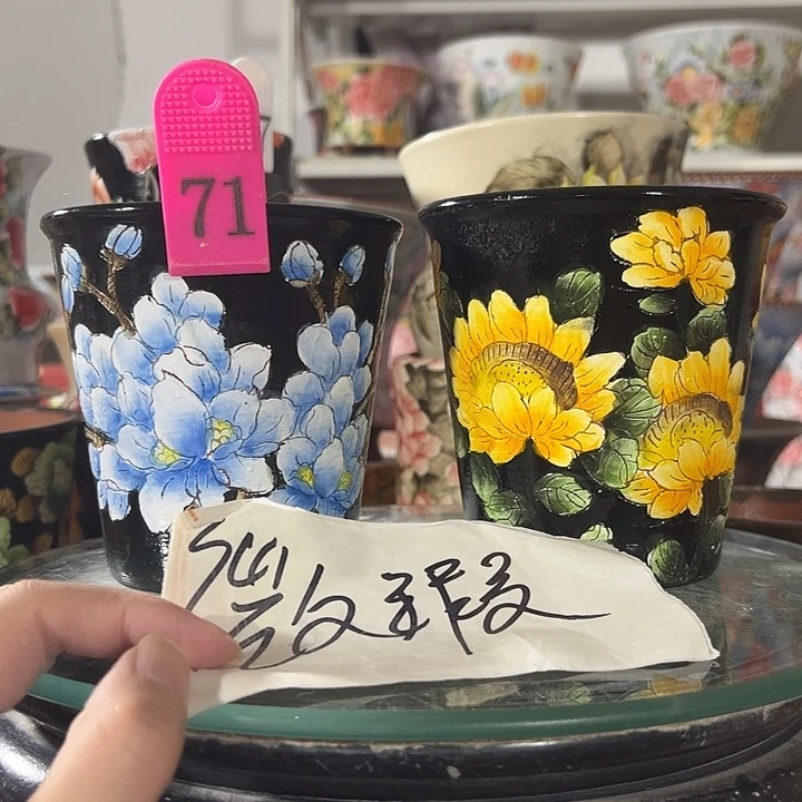 ****子景德镇幸运花盆手绘韩式花盆