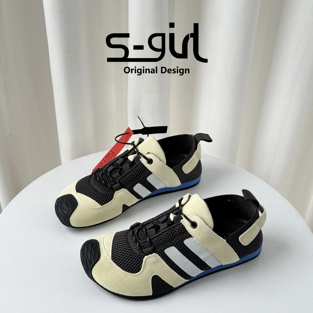 SGIRL TWTW丑萌拼色休闲运动德训鞋女2025新款网面透气防滑板鞋潮
