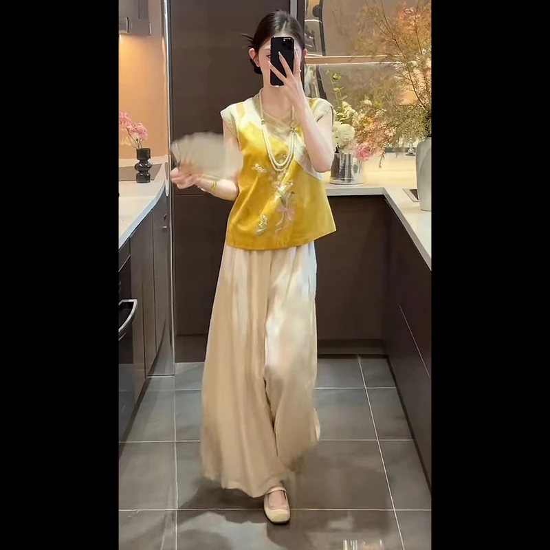 2025夏季新款新中式时尚洋气复古中国风气质两件套