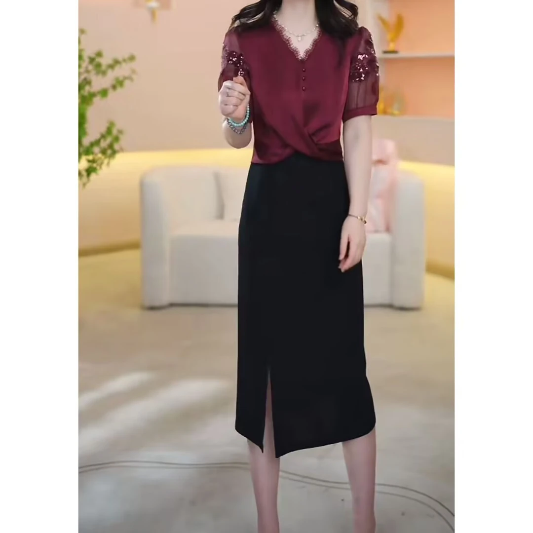 (连衣裙)2025春夏新款时尚遮肉显瘦显高显白气质修身百搭连衣裙