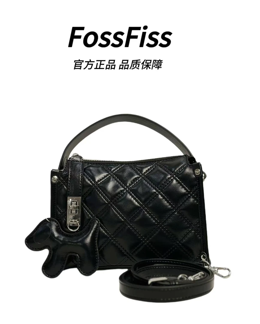 FOSSFISS新款时尚百搭高级菱格纹小香风软盒子单肩斜挎手提包