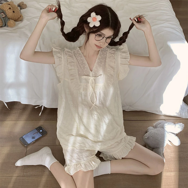 【Lucky优选】睡衣女夏季薄款云朵棉甜美无袖新款家居服网红套装