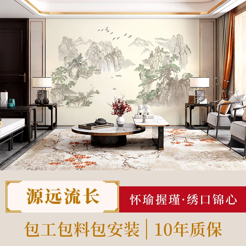 瑜绣源远流长  新中式刺绣 客厅背景 沙发背景 茶室背景