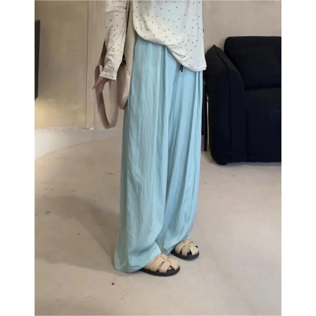 【盛夏漫漫】松紧腰垂感速干阔腿裤显瘦气质高腰休闲夏季