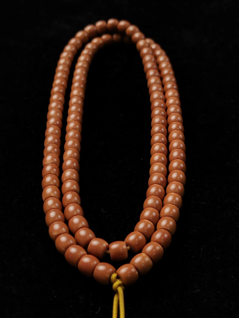 道安文玩 核尖108长串（老挝料）孔道侧轻微有白120颗籽6.1尺寸