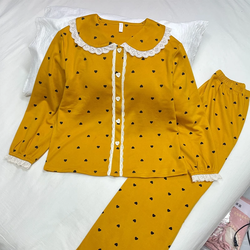 睡衣女款爆款2025新款冬季暖绒长袖长裤开衫带胸垫休闲家居服套装