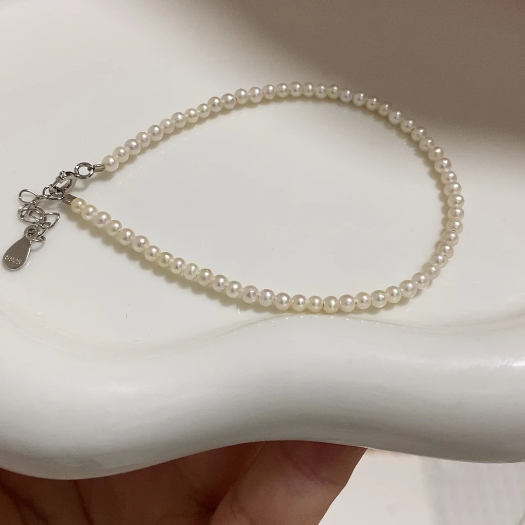 手绳银S925镶嵌淡水珍珠