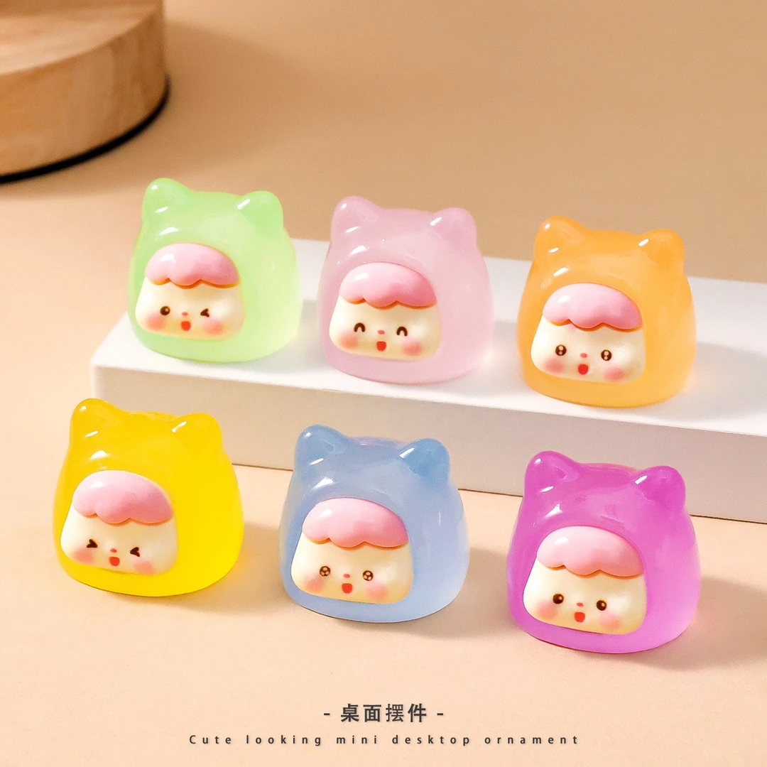 【对对碰】夜光果冻小猫 卡通小摆件