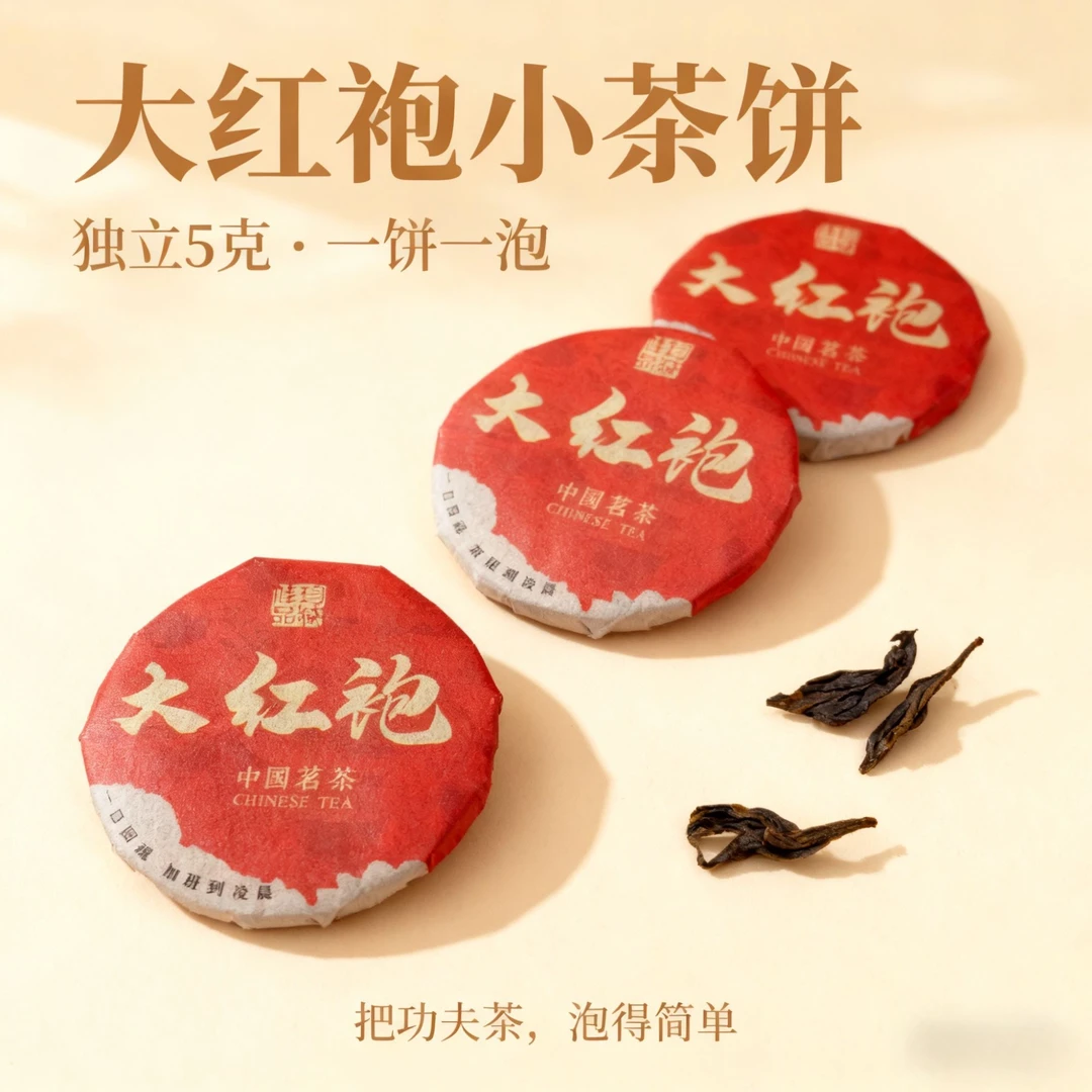 办公室必备大红袍小茶饼5g独立包装一饼一泡便携方便办公室茶叶