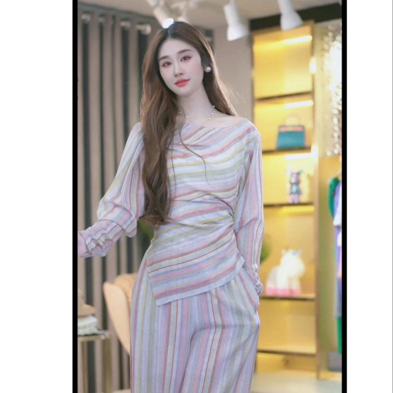 【张喜喜】春夏季重磅桑蚕丝气质时尚收腰显瘦时尚套装女 2467794