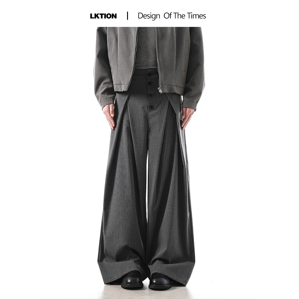 LK正品 美式高级感双褶垂感西裤cleanfit老钱风宽松通勤阔腿裤潮