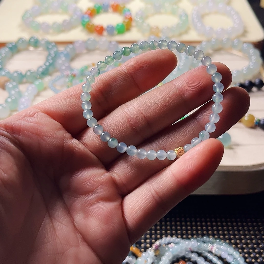 翡翠未镶嵌手链4.7mm冰飘花