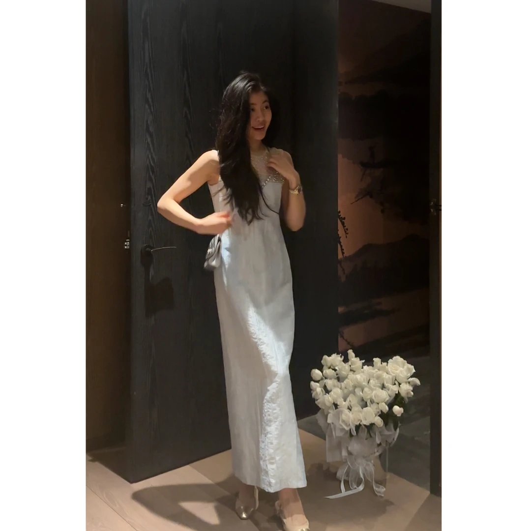 【N·COU】25夏新款【水晶球】重工镶钻精致莱赛尔连衣裙DY60735