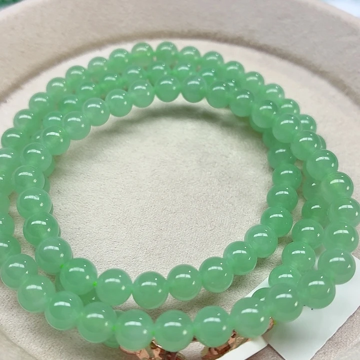 翡翠未镶嵌手链天然缅甸翡翠A货卡6 93颗