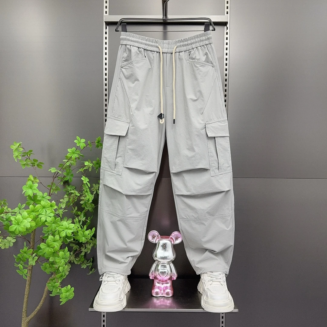 夏季薄款男士日系工装休闲裤宽松直筒阔腿裤美式痞帅百搭潮牌长裤