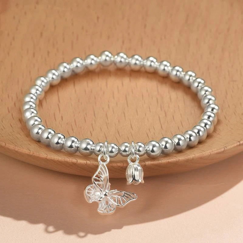 银9999蝶恋花手链女蝴蝶铃兰花手串轻奢高级感情人节送女友