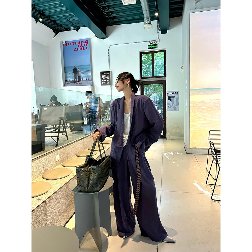 JCCC影子【葡萄园夜曲】紫色简约廓形西装外套西裤套装JE4BAZ19