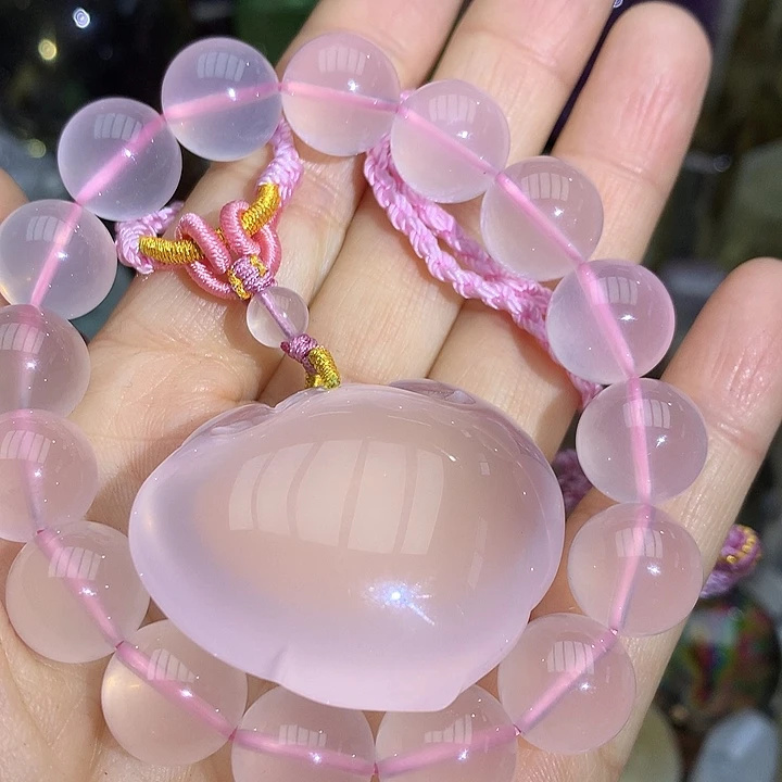 水晶天然净体粉水晶吊坠➕手串13.4mm未镶嵌