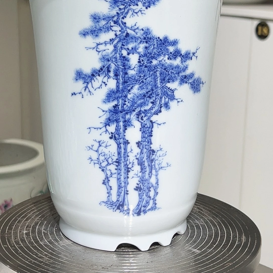 春***后花器青花松树陶瓷花器