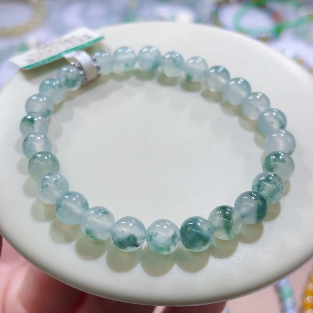 未镶嵌手链翡翠冰胶绿花卡6.7
