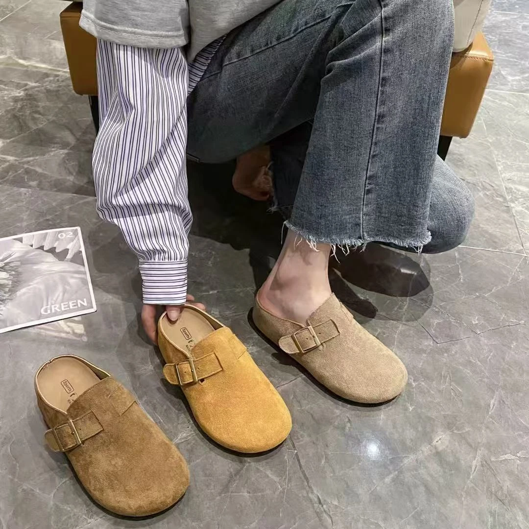 新款懒人勃肯鞋女小众休闲外穿百搭一脚蹬包头拖鞋73303