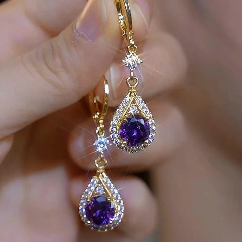 925银耳饰 防过敏精致年新款超闪水滴吊坠耳环轻奢高级感百搭耳坠