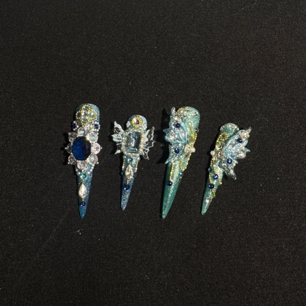 雾海离歌  满锆石高级中式国风穿戴甲