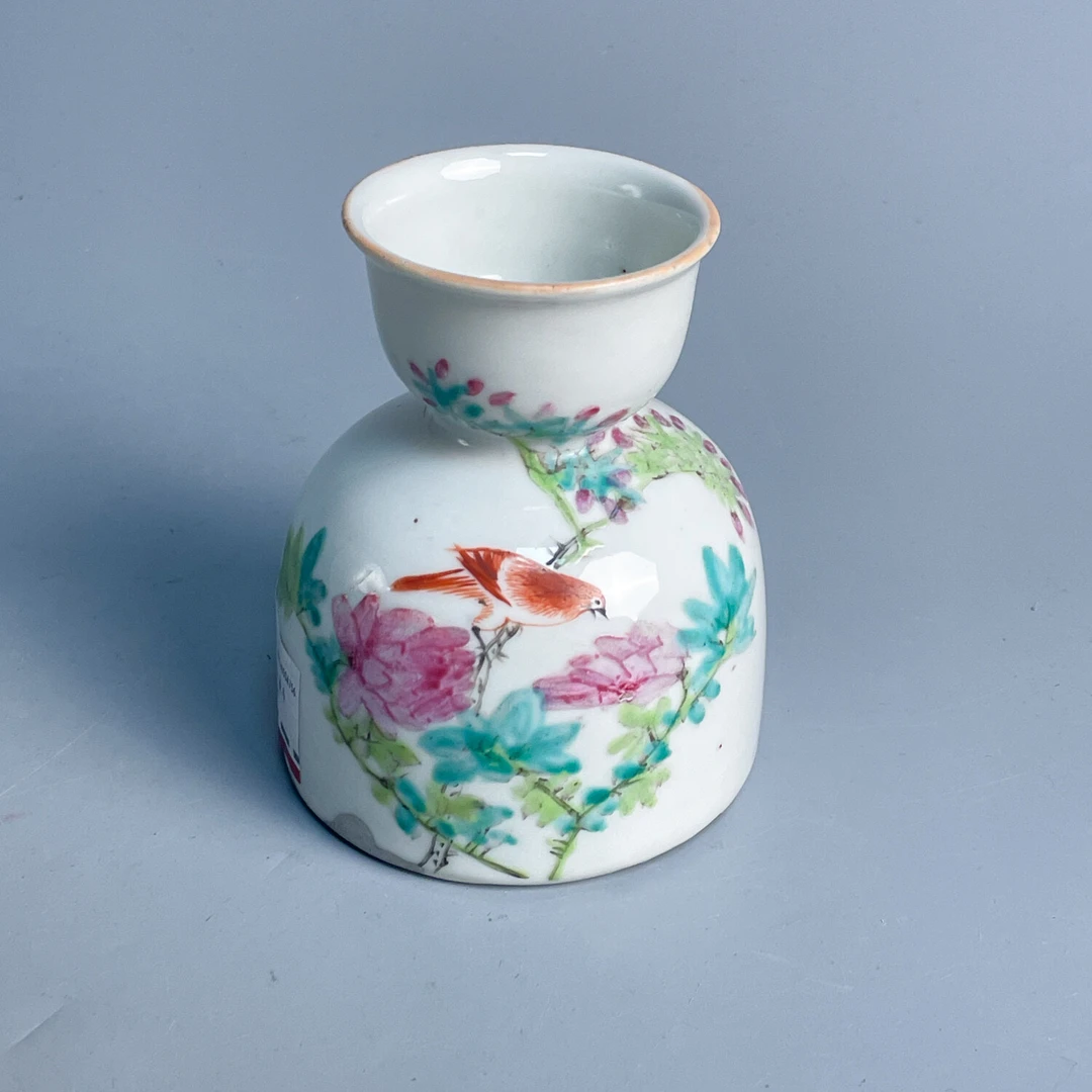 清光绪粉彩花鸟纹渣斗-M25JU00A756