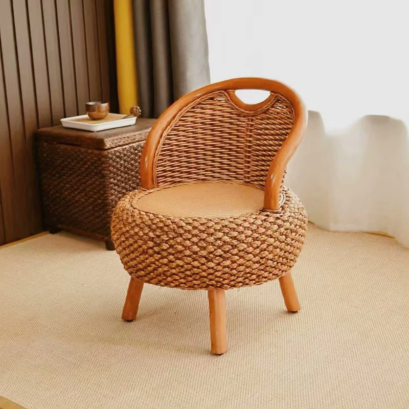 ZL35升级版加粗把手加固藤草编藤椅阳台客厅小椅子榻榻米矮靠背椅