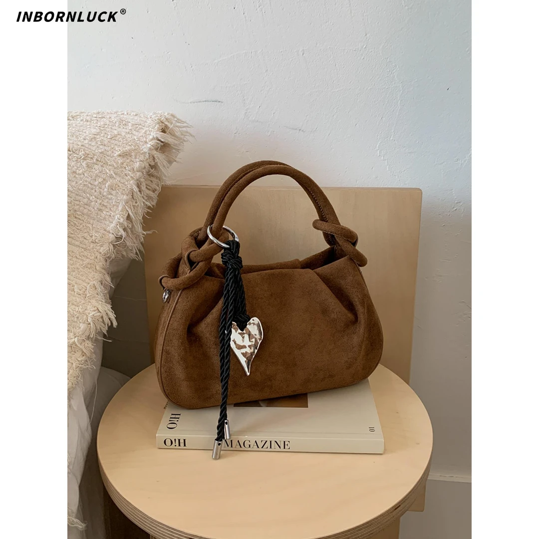 覆古小众设计包包女2025新款秋冬百搭麂皮绒斜挎包超火手提小拎包