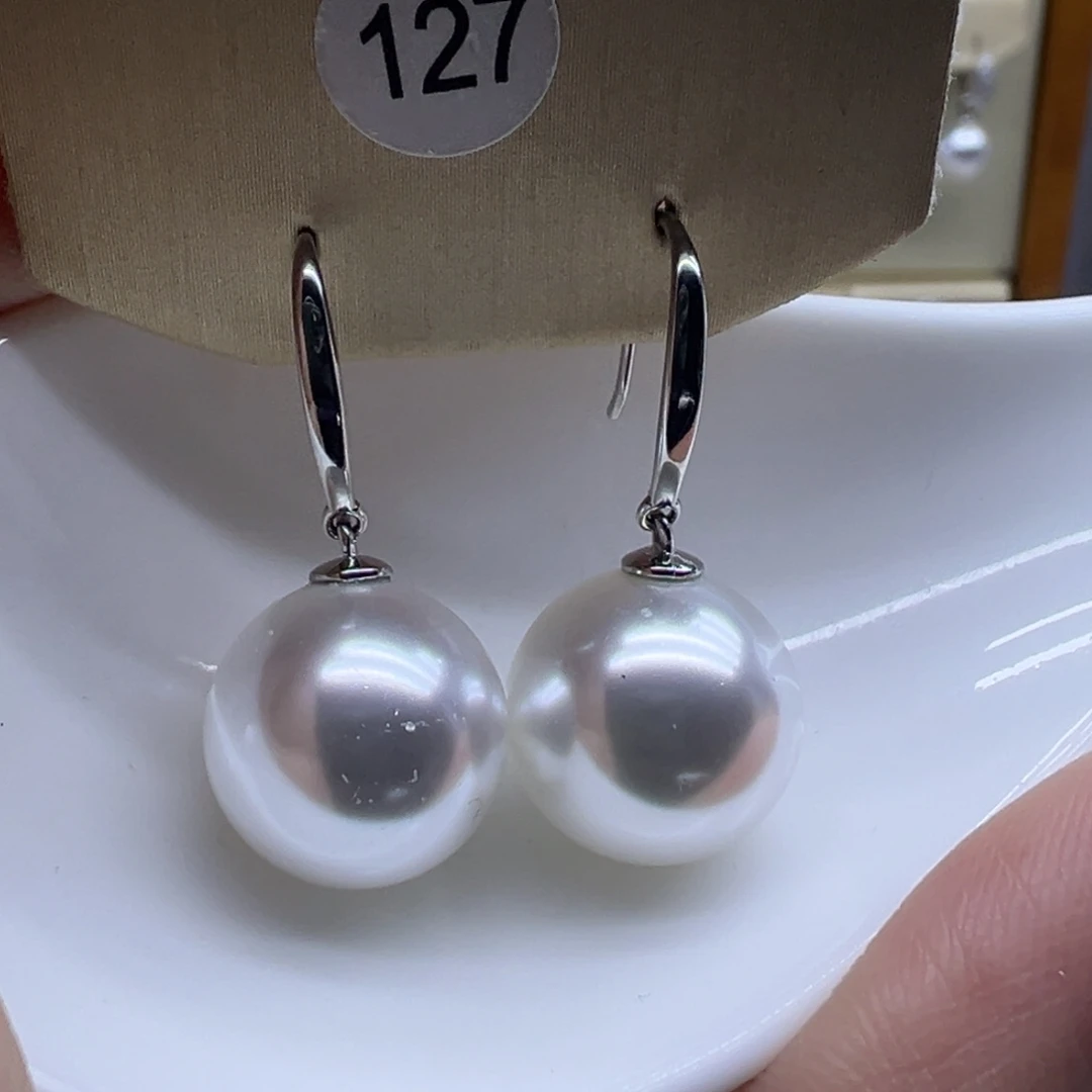 淡水珍珠银S925镶嵌耳饰