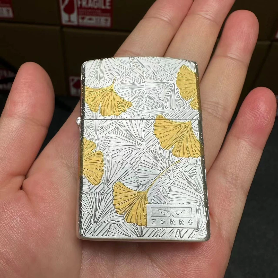【二代】银拉丝三生有杏煤油打火机（需自行加油）z